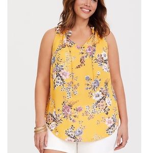 Torrid YELLOW FLORAL GEORGETTE TANK Top Size 6